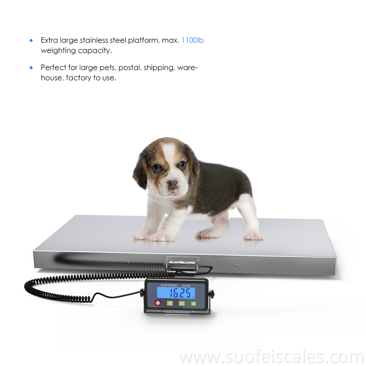 SF-809A 1100lbs Heavy Duty Digital Platform Scale with Power Adapter for Vet Animal Pet Cat Dog Cattle